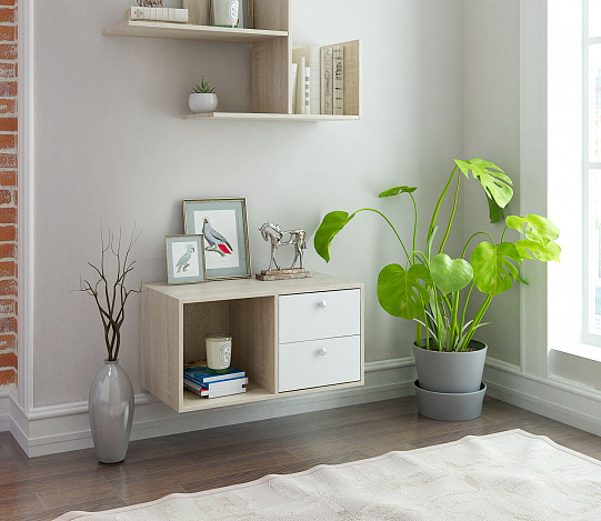 Подвесная тумба Прайм-21-6 - дуб сонома / белый