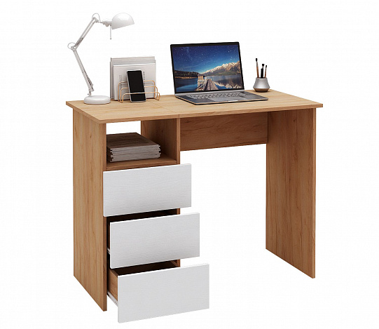 Стол письменный Витто-31 - дуб крафт золотой / белый