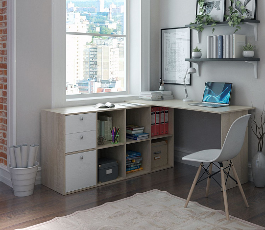 Угловой стол Прайм-74 - дуб сонома / белый