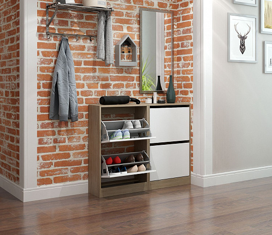 Обувница Уно-51 - дуб сонома / белый