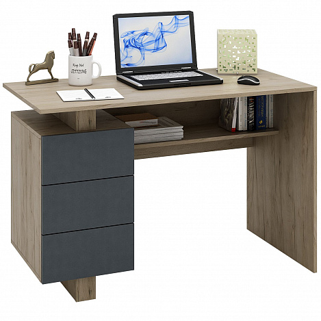 Стол компьютерный Ренцо-2 - дуб крафт / серый
