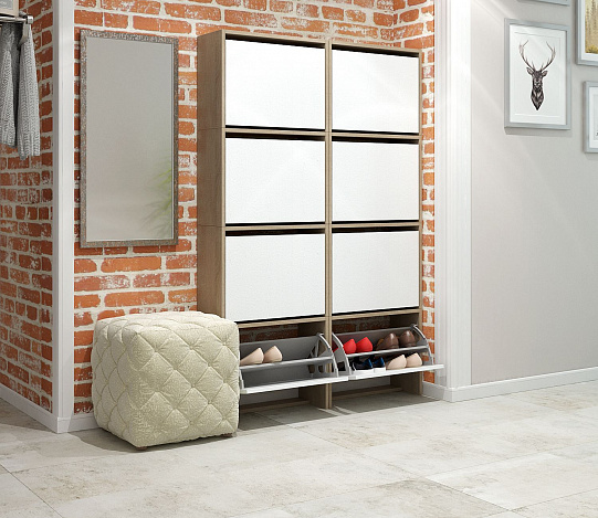 Обувница Уно-58 - дуб сонома / белый