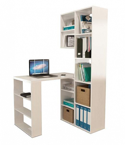 Стеллаж со столом Рикс-25 - белый