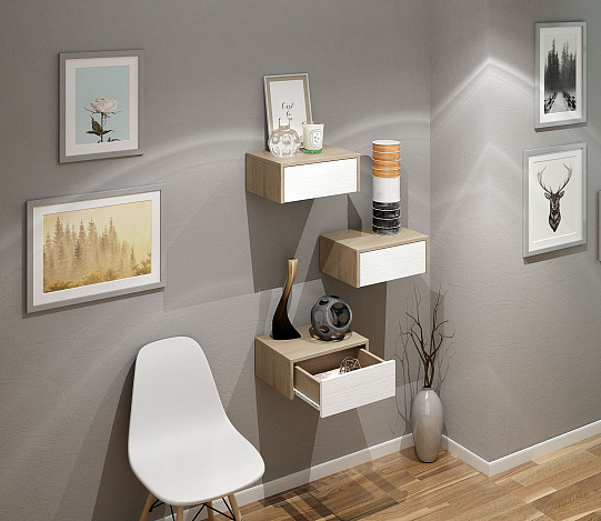 Тумба подвесная Уно-48 - дуб сонома / белый