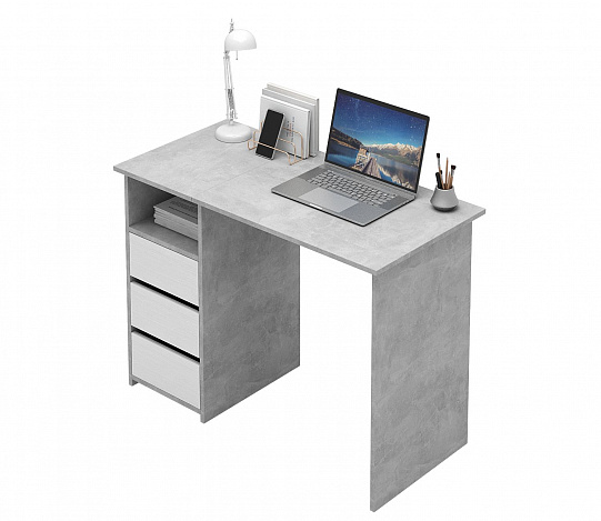 Стол письменный Витто-30 - бетон / белый