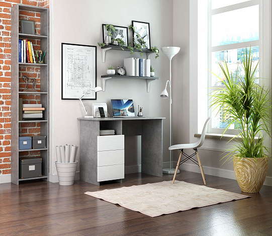 Стол письменный Витто-31 - бетон / белый