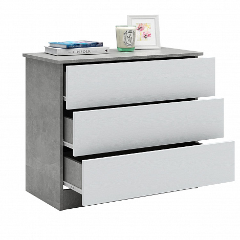 Комод Уно-23 - бетон / белый
