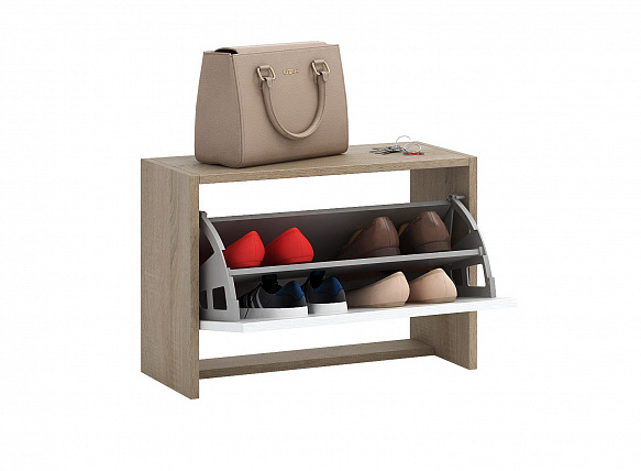 Обувница Уно-58 - дуб сонома / белый