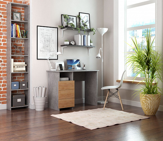 Стол письменный Витто-31 - бетон / дуб крафт золотой