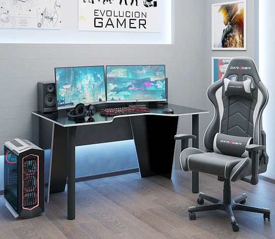 Стол игровой Форсаж-2 - черный / белый