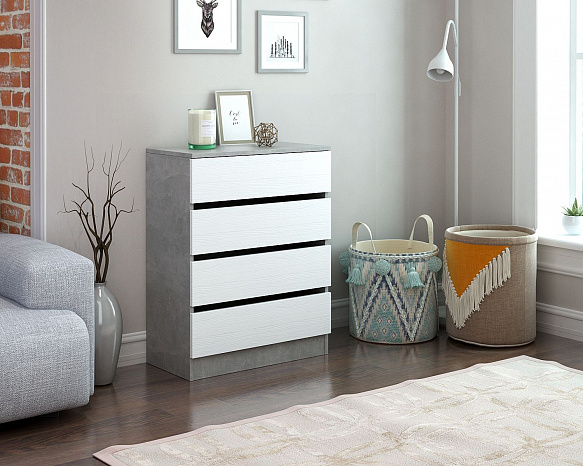 Комод Триверо-8 - бетон / белый