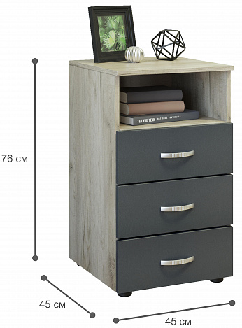 Тумба Альба-4 - дуб крафт / серый