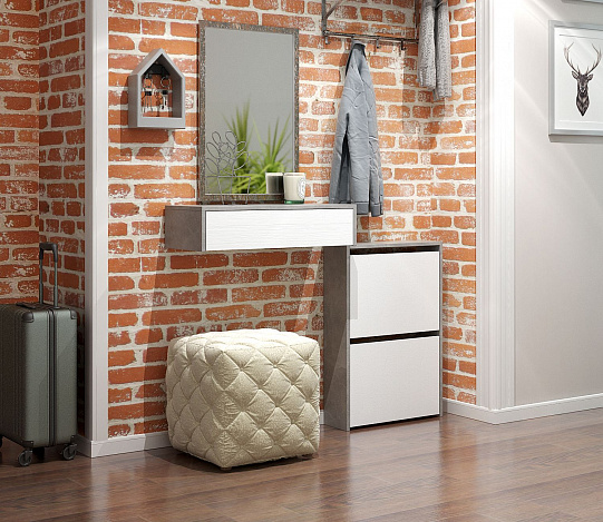 Тумба подвесная Уно-47 - бетон / белый