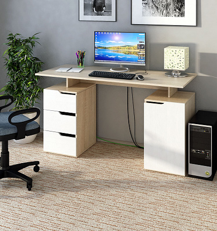 Стол компьютерный Нейт-3 - дуб сонома / белый