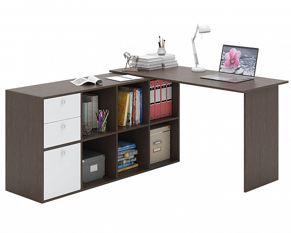 Угловой стол Прайм-74 - венге / белый