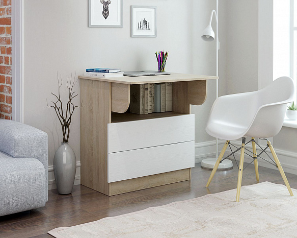 Комод-стол Ренцо-30 - дуб сонома / белый
