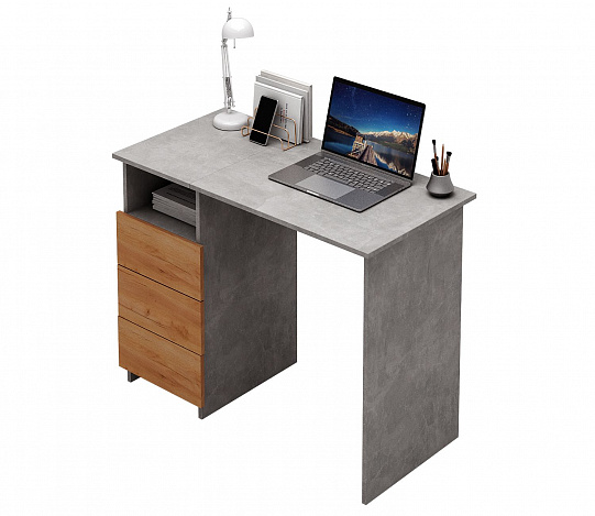 Стол письменный Витто-31 - бетон / дуб крафт золотой