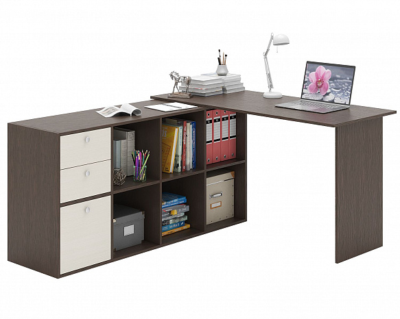 Угловой стол Прайм-74 - венге / дуб молочный