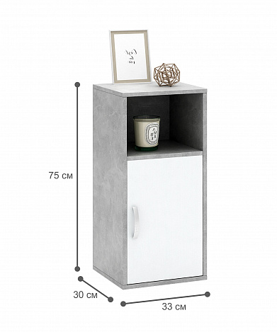 Тумба-Полка Уно-140 - бетон / белый