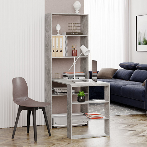 Стеллаж со столом Рикс-45 - бетон