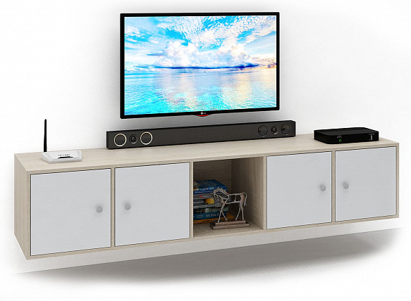 ТВ Тумба Прайм-51-1 подвесная / напольная - дуб сонома / белый