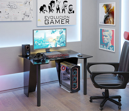 Стол игровой Страйкер-2 - черный / черный