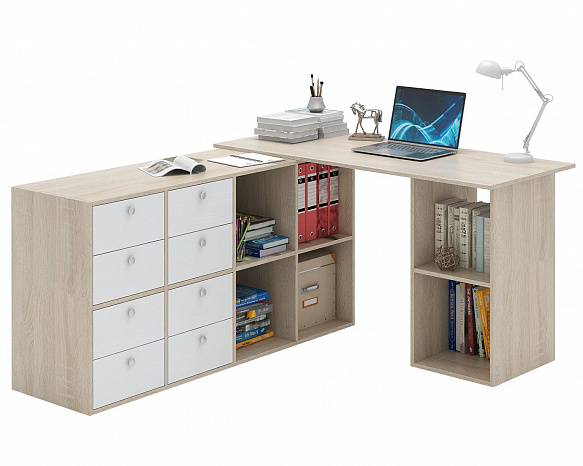 Угловой стол Прайм-81 - дуб сонома / белый