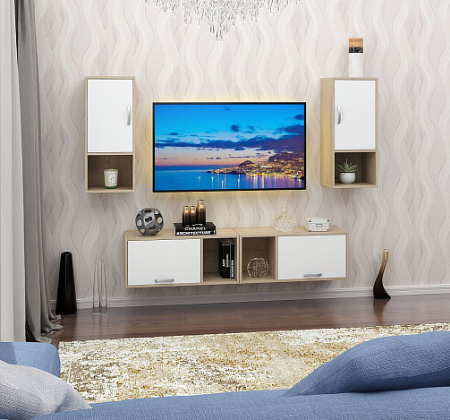 Тумба-Полка Уно-140 - дуб сонома / белый