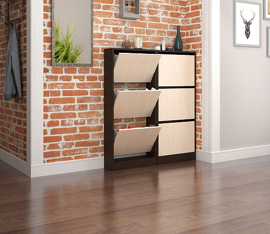 Обувница Уно-54У узкая  - венге / дуб молочный