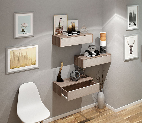 Тумба подвесная Уно-47 - ясень шимо темный / ясень шимо светлый