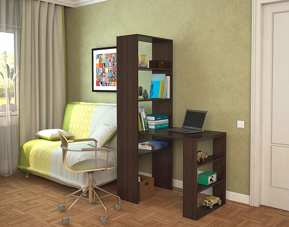 Стеллаж со столом Рикс-45 - венге