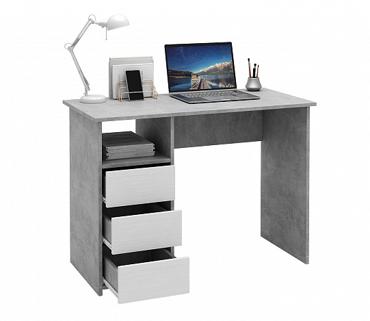 Стол письменный Витто-30 - бетон / белый