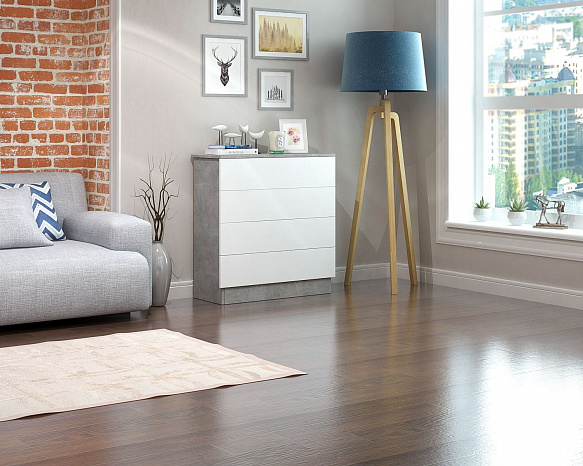 Комод Уно-26 - бетон / белый