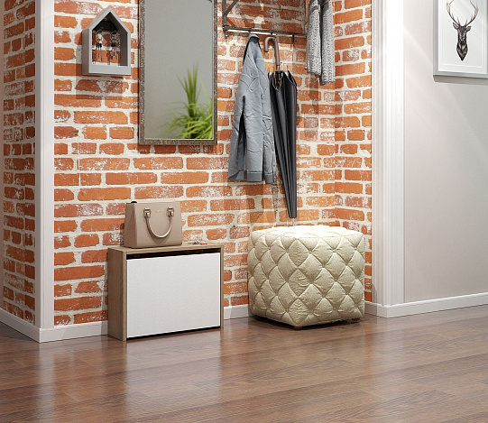 Обувница Уно-58-У узкая - дуб сонома / белый