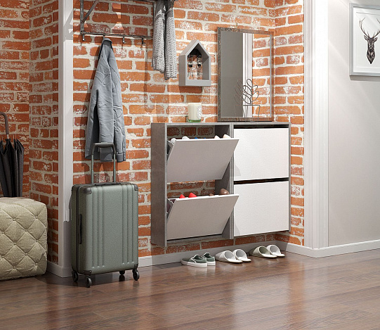 Обувница Витто-20 - бетон / белый