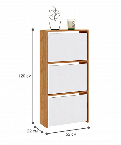 Обувница Витто-23 - дуб крафт золотой / белый