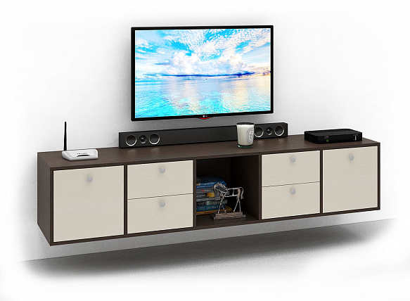 ТВ Тумба Прайм-51-9 подвесная / напольная - венге / дуб молочный