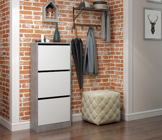 Обувница Уно-54 - бетон / белый