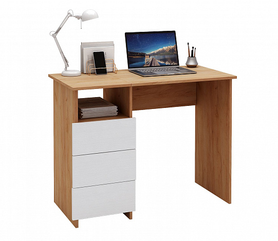 Стол письменный Витто-31 - дуб крафт золотой / белый