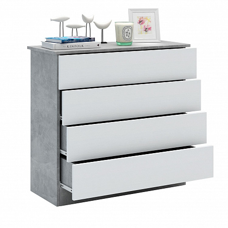Комод Уно-26 - бетон / белый