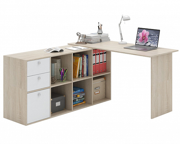 Угловой стол Прайм-74 - дуб сонома / белый