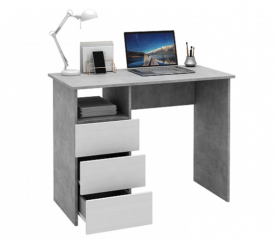 Стол письменный Витто-31 - бетон / белый