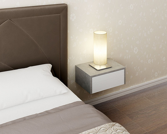 Тумба подвесная Уно-48 - бетон / белый