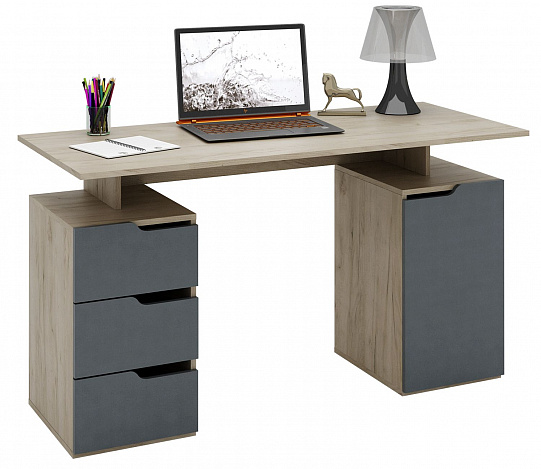 Стол компьютерный Нейт-3 - дуб крафт / серый