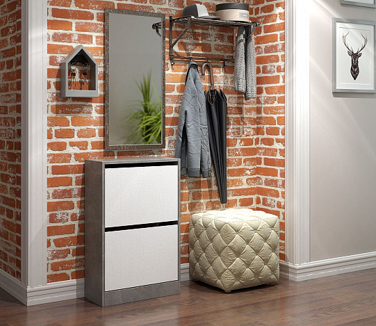 Обувница Уно-51 - бетон / белый