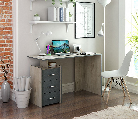 Стол письменный Слим-2 - дуб крафт / серый