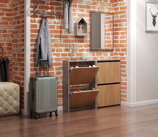 Обувница Витто-20 - бетон / дуб крафт золотой