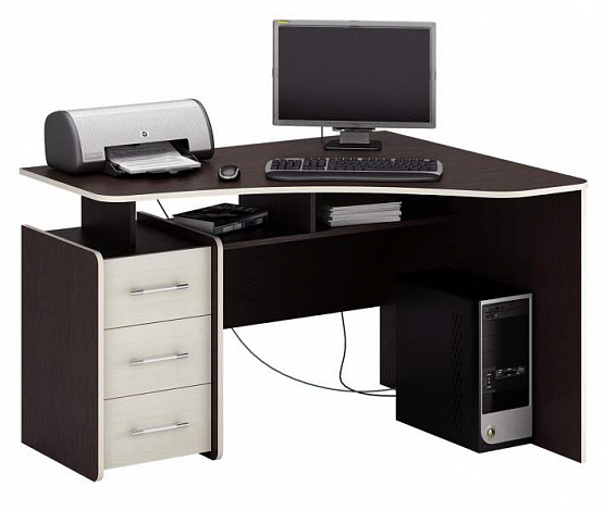 Стол угловой Триан-5 правый - венге / дуб молочный