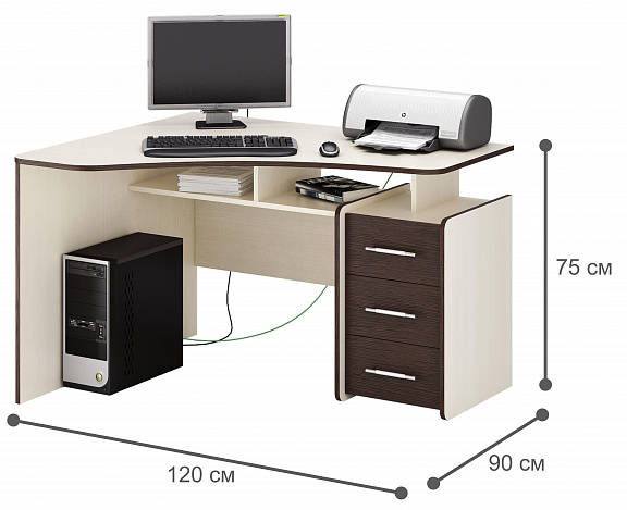 Стол угловой Триан-5 - дуб молочный / венге