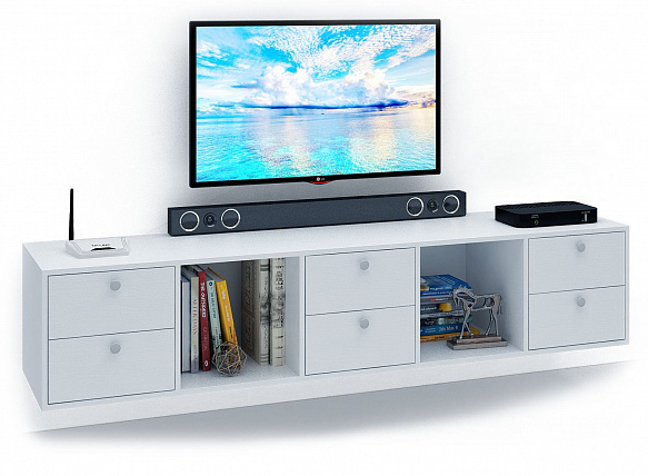 ТВ Тумба Прайм-51-7 подвесная / напольная - белый